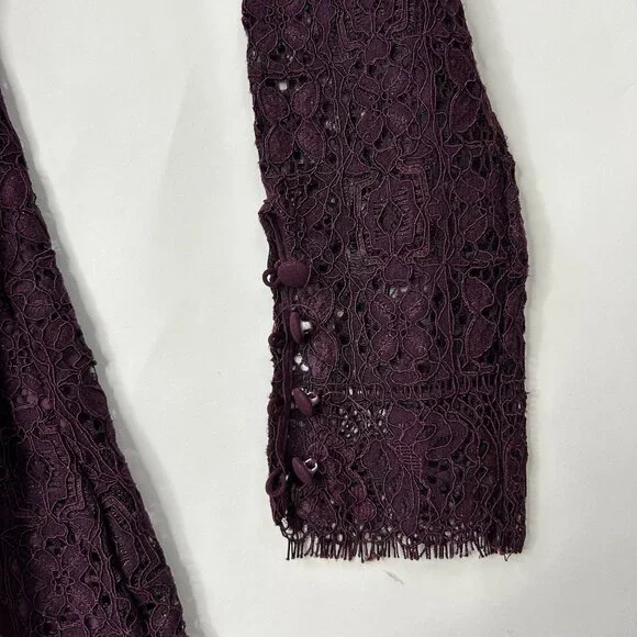 Free People Honey Honey Lace Mini Dress Size 2 Open Back Potent Purple - Picture 6 of 13